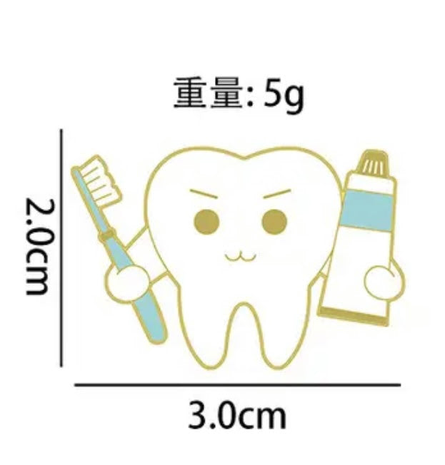 Broche Diente pasta y cepillo dental
